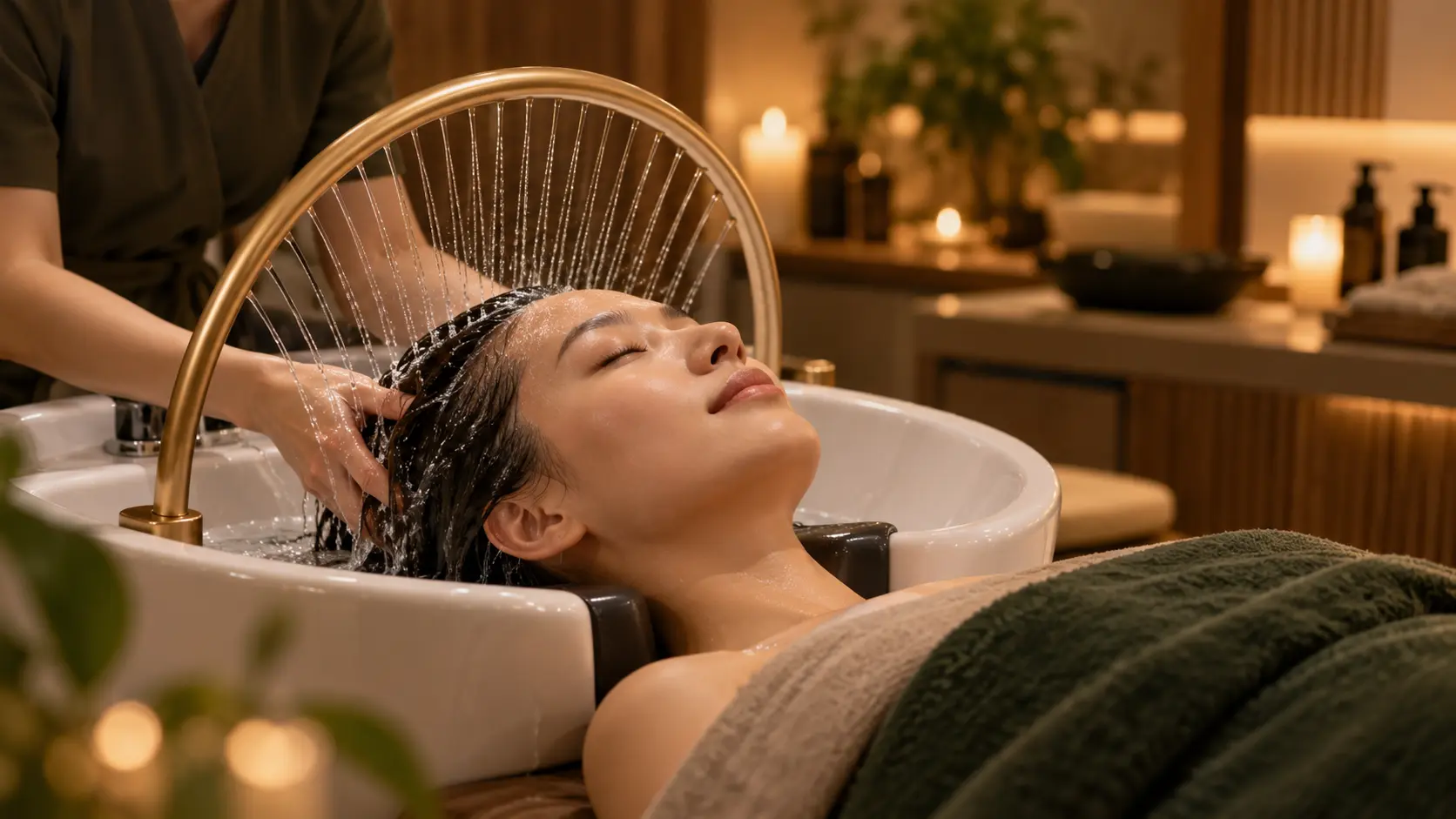 Rytuał Head SPA z charakterystyczną obręczą wodną nad głową